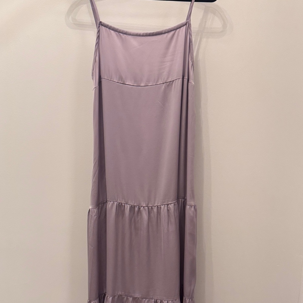 Lilac Satin Slip Dress with Spaghetti Straps